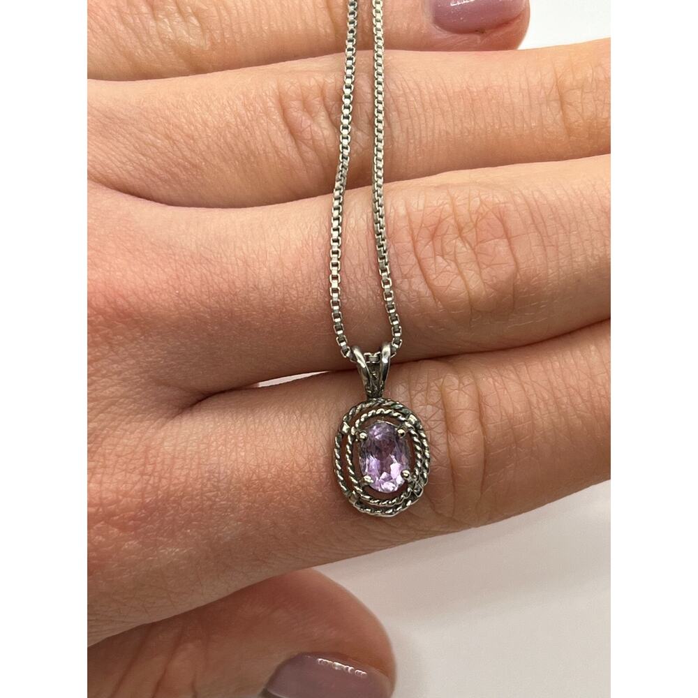 925 Sterling Silver Amethyst Necklace Pendant
